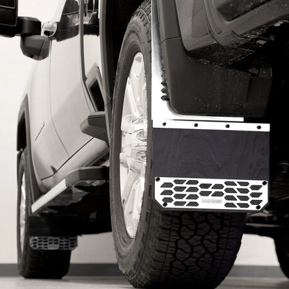 Putco Polished Stainless Steel HEX Steel Mud Skins - Rear Pair |78055| - Fits Ford F350 / F450 2011-2016 Dually