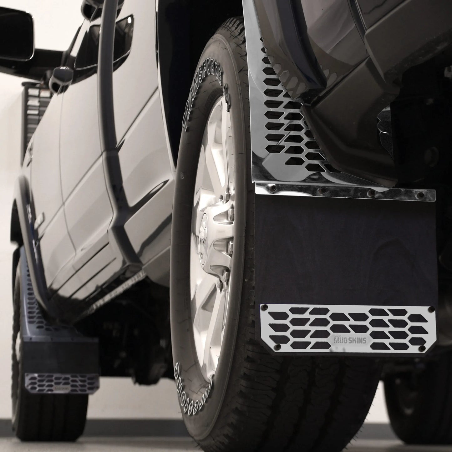 Putco Polished Stainless Steel HEX Steel Mud Skins - Rear Pair |78045| - Fits Dodge Ram 3500 2019-2027 Dually
