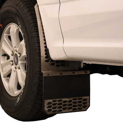 Putco Polished Stainless Steel HEX Steel Mud Skins - Rear Pair |78055| - Fits Ford F350 / F450 2011-2016 Dually