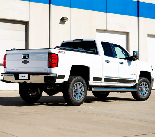 Putco Chevy Bow Tie Logo Black Stainless Steel Rocker Panel Kit |9751244BPGM-1| Fits Chevy Silverado 1500 2019-2026 Crew Cab 6'6" Bed