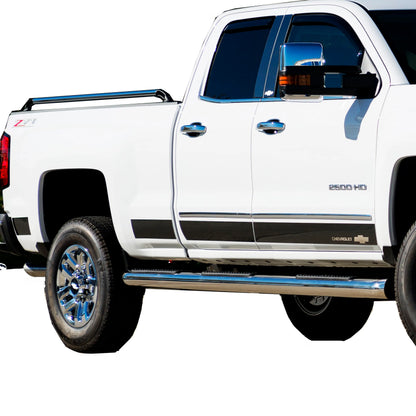 Putco Chevy Bow Tie Logo Black Stainless Steel Rocker Panel Kit |9751244BPGM-1| Fits Chevy Silverado 1500 2019-2026 Crew Cab 6'6" Bed