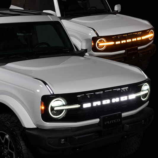 Putco Luminix LED Grille Emblem, Amber & White |92851| - Fits 2021-2027 Ford Bronco, w/o Front Camera