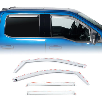 Putco Element Chrome Window Deflectors |480027| - Fits Ford F150 21-27 / Ford F250 F350 F450 F550 24-27 SuperCab - Set of 4 - in Channel Install
