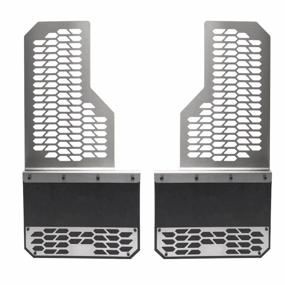 Putco Brushed Stainless Steel HEX Steel Mud Skins - Rear Pair |78155| - Fits Ford F350 / F450 2011-2016 Dually